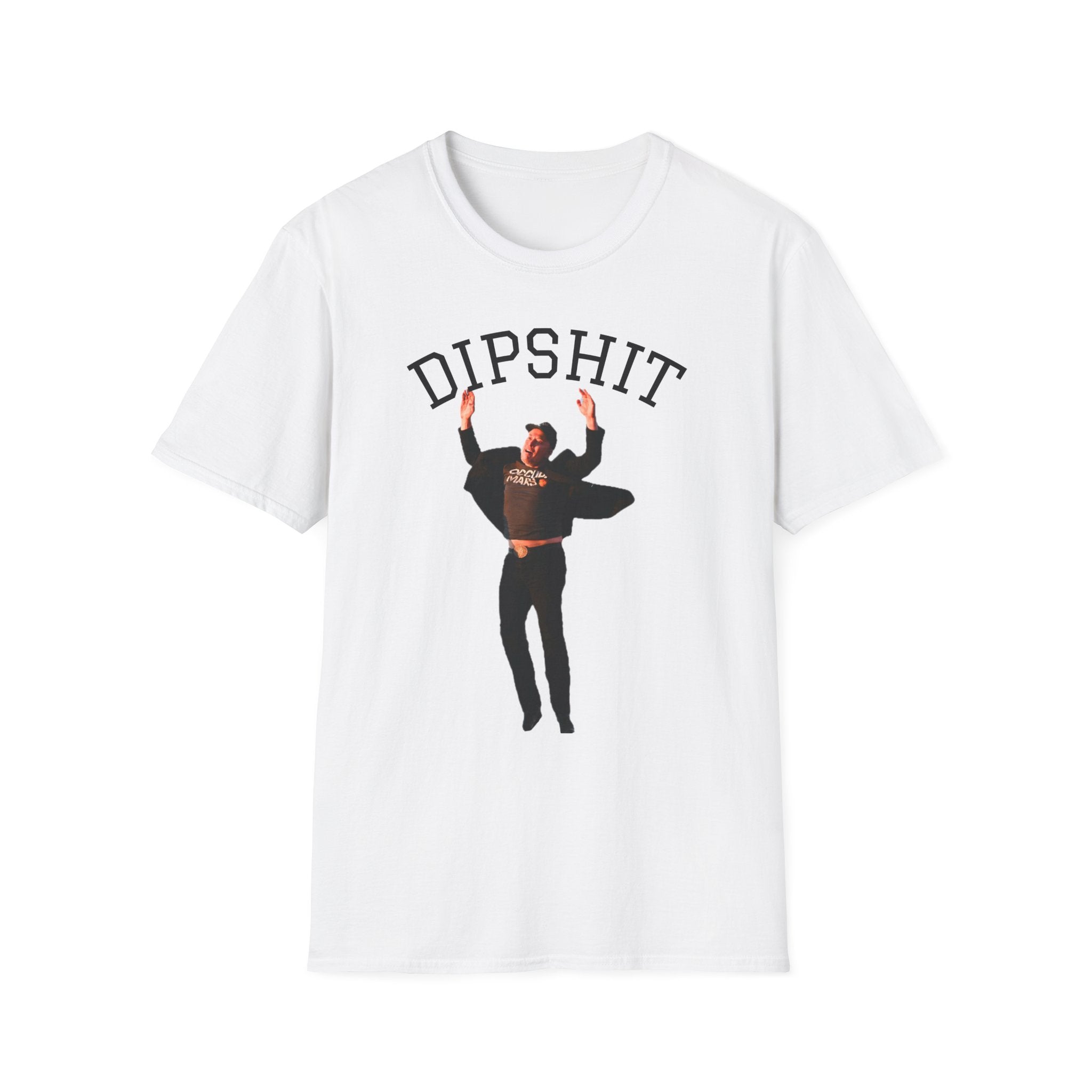 Anti-Elon T-Shirt: Elon Jumping in the Air like a Twit, Looking Like a Happy Fascist!
